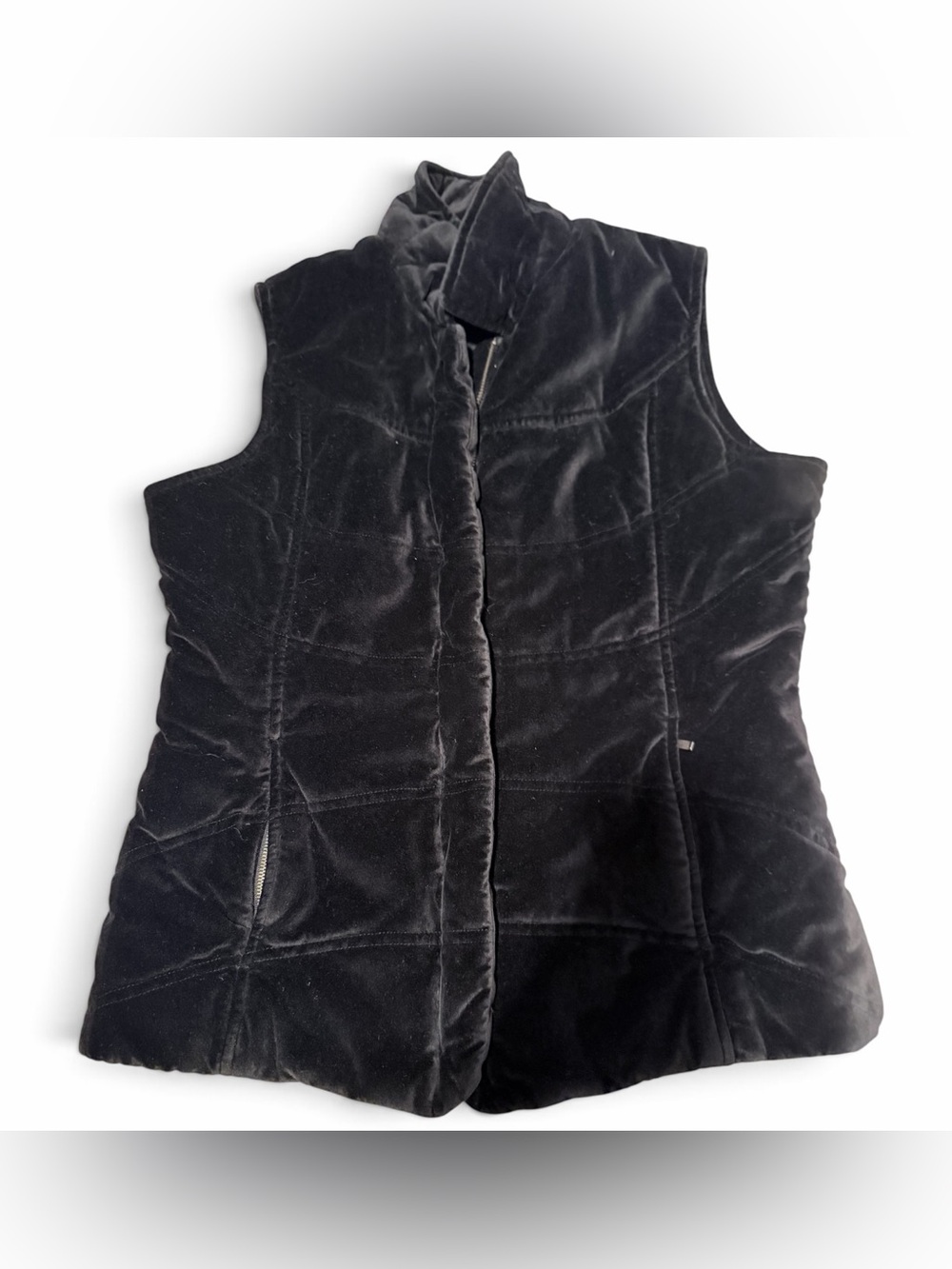 Eddie Bauer Black Quilted Velvet Vest